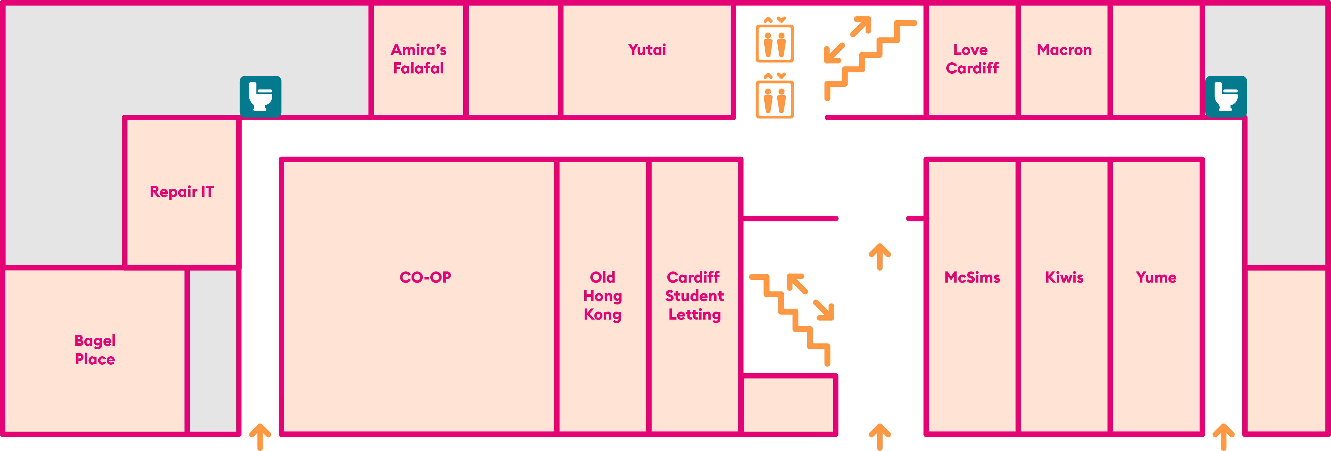 Ground floor map of the Students' Union building