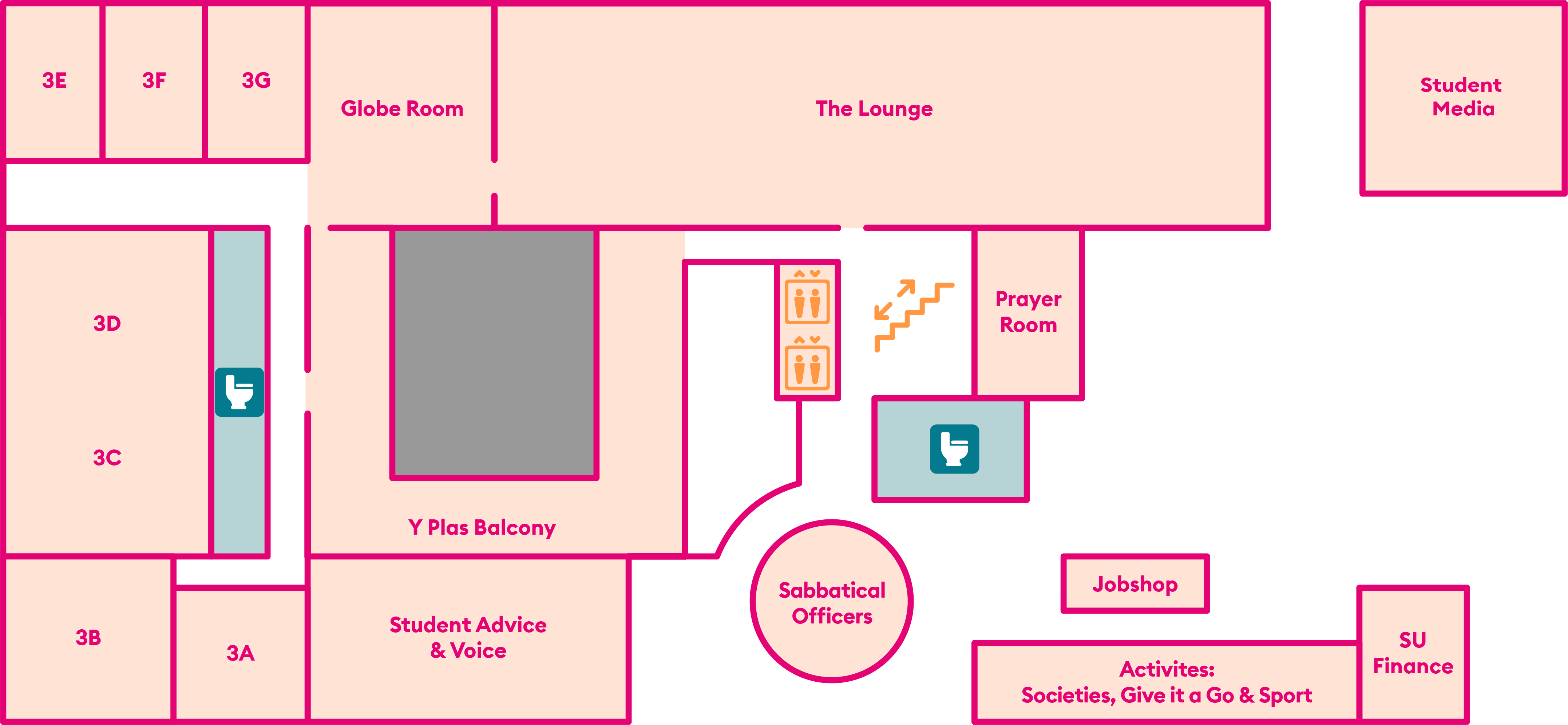 Third floor map of the Students' Union building